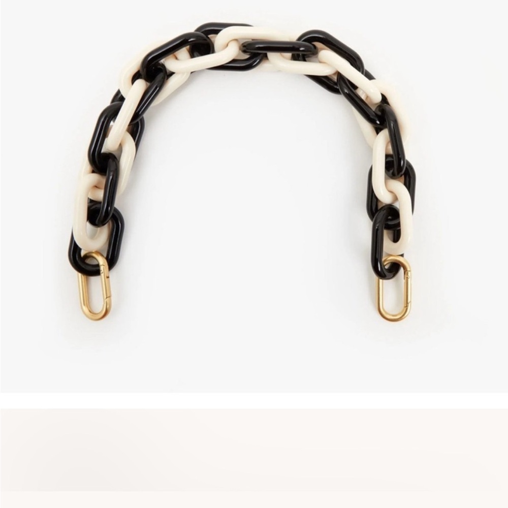 Clare V Shorty Black and White Chain Strap with Gold Clasps